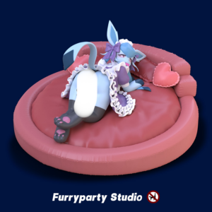 In-stock | Maid Blue-White Cat Anthro - Figure