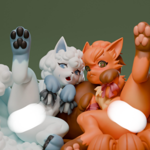 In-stock | Spirit Demon studio - White-Red Fox Sister Twins Figure