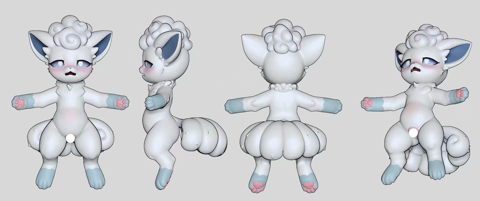 Pre-order | LingMo studio - White Fur Fox Sister - Silicone doll - Canine pussy